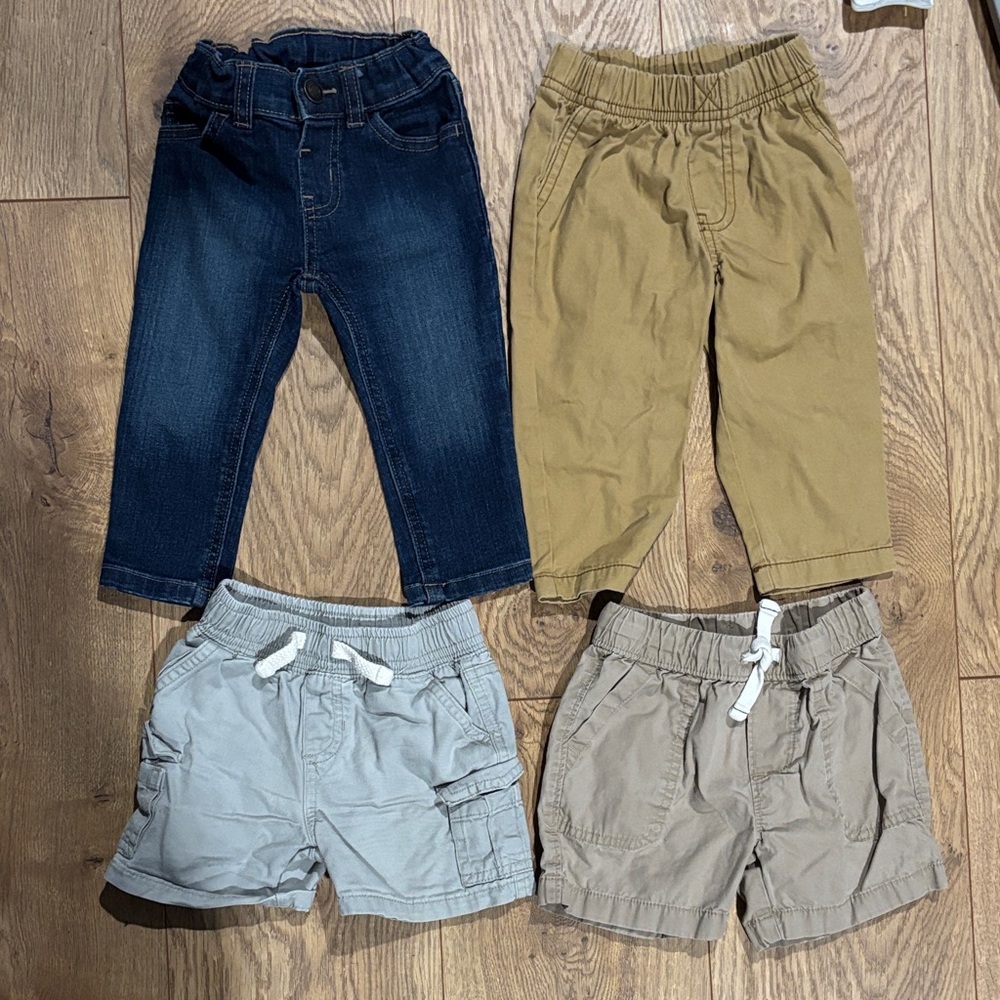 Carters and Garanimals Lot 12 monthKids Bottoms Set - Blue, Tan, Gray, and Brown